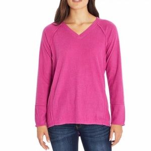 Wildfox Haley Brushed Pullover Long Sleeve Top Pink Fuchsia Size Large